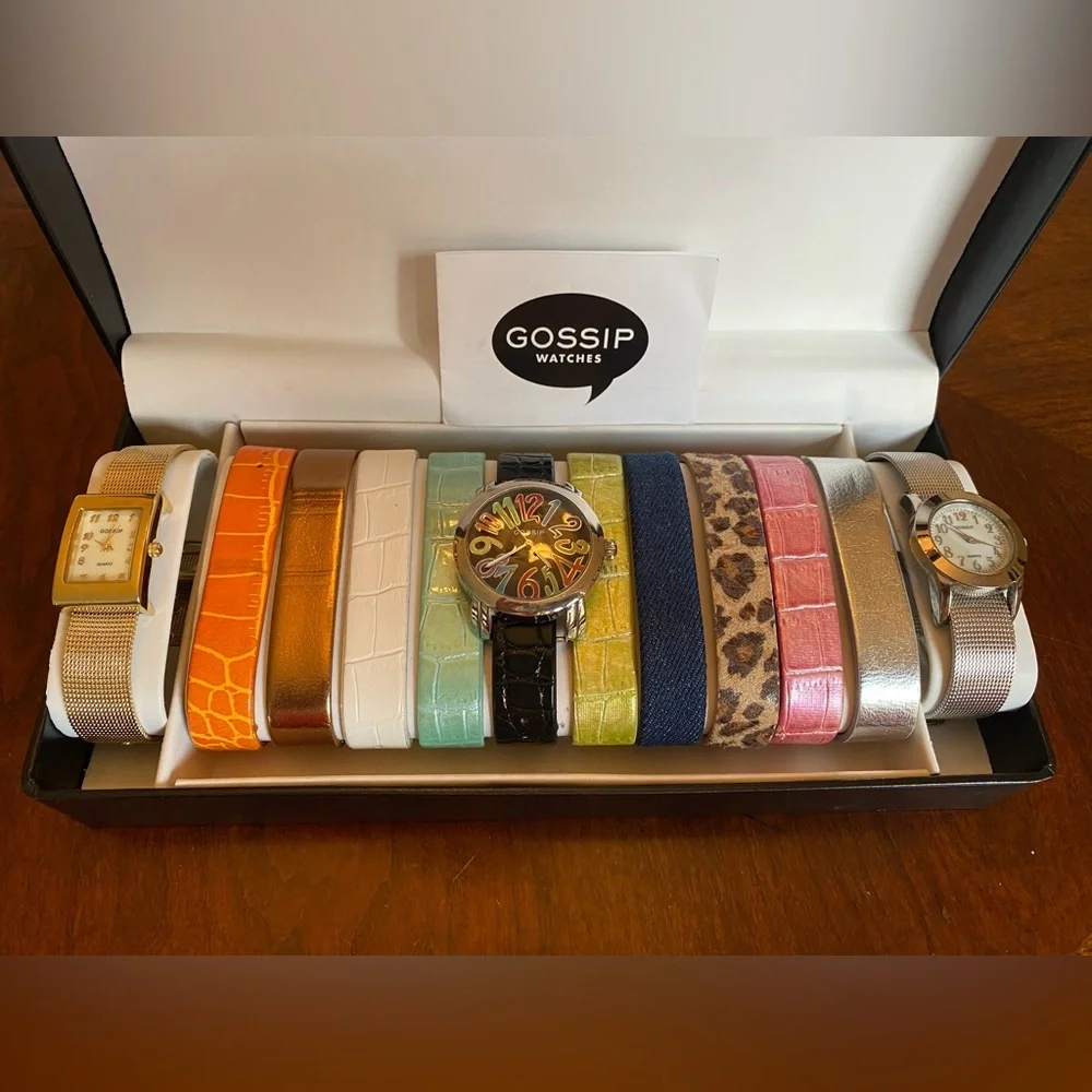 Gossip Interchangeable Watch Set 12 Bands 3 Watch Heads Gift Box Vintage